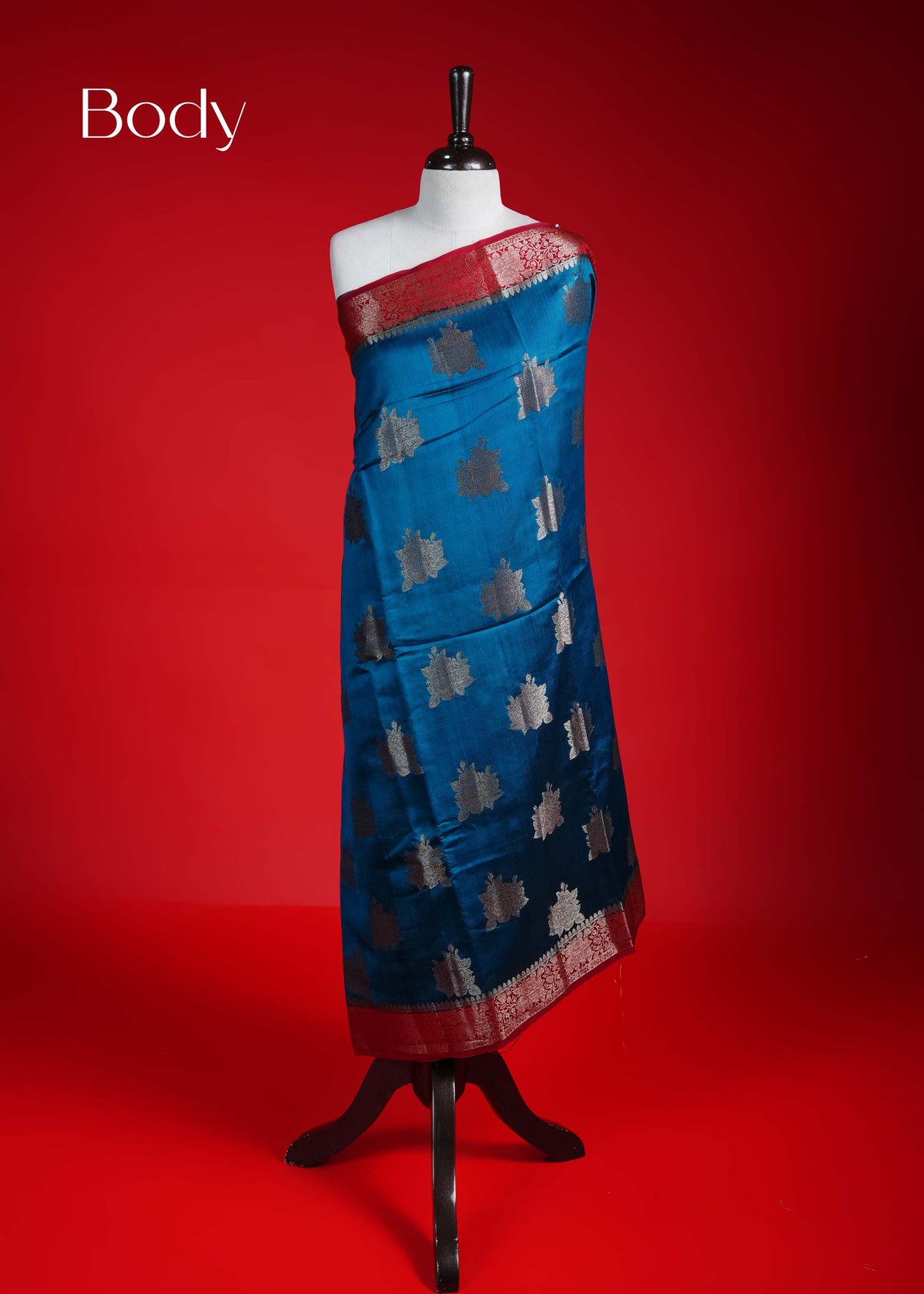 Teal Blue colour Banarasi soft silk saree