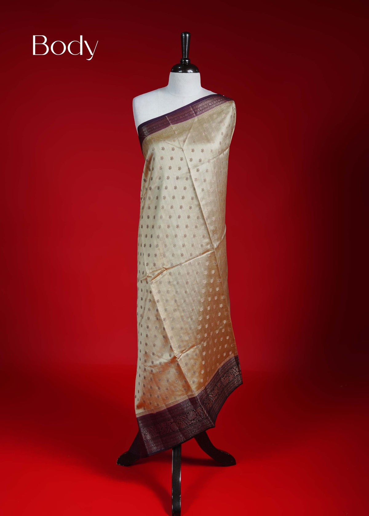 Royal Cream colour Banarasi soft silk saree