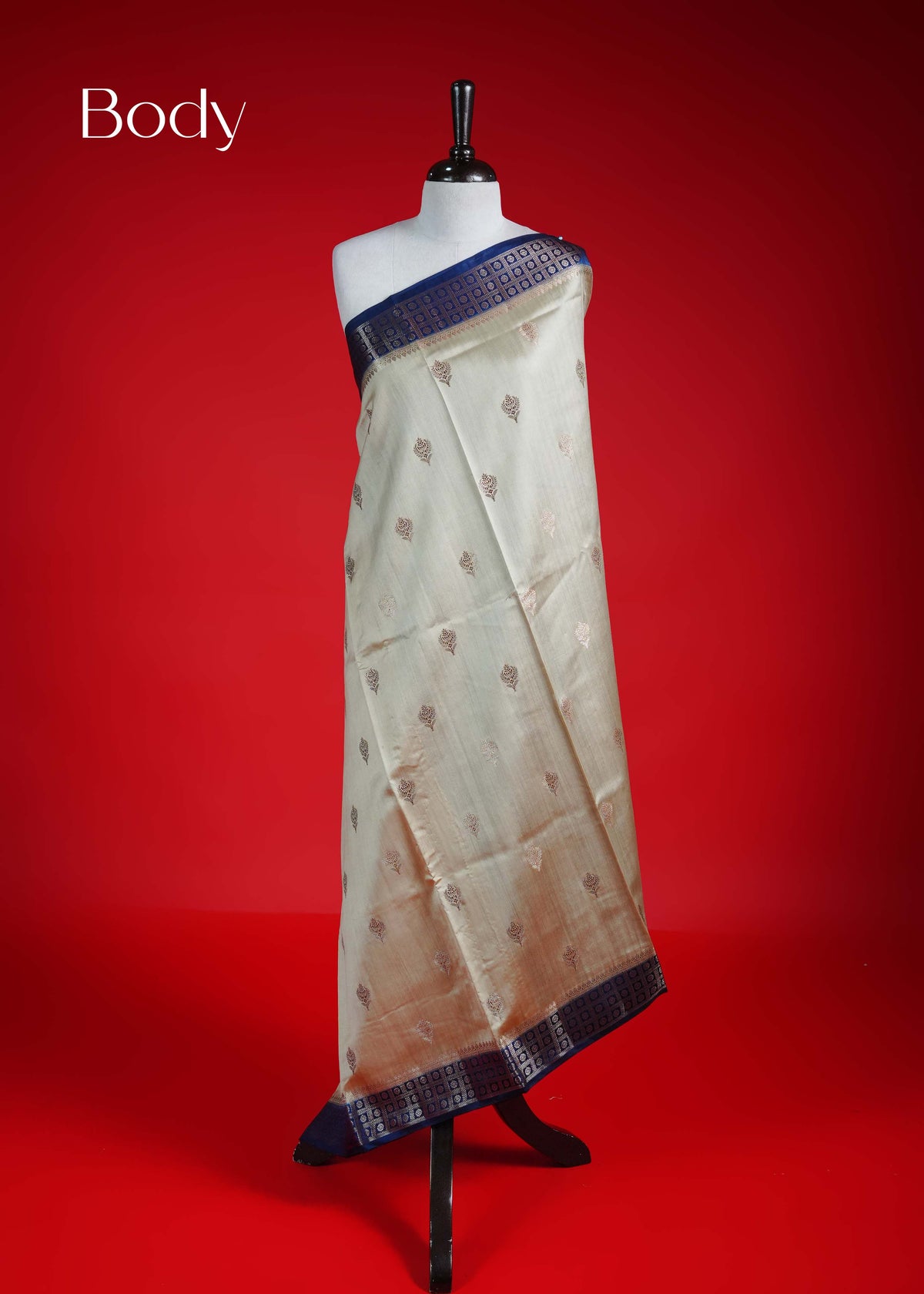 Royal cream colour Banarasi soft silk saree