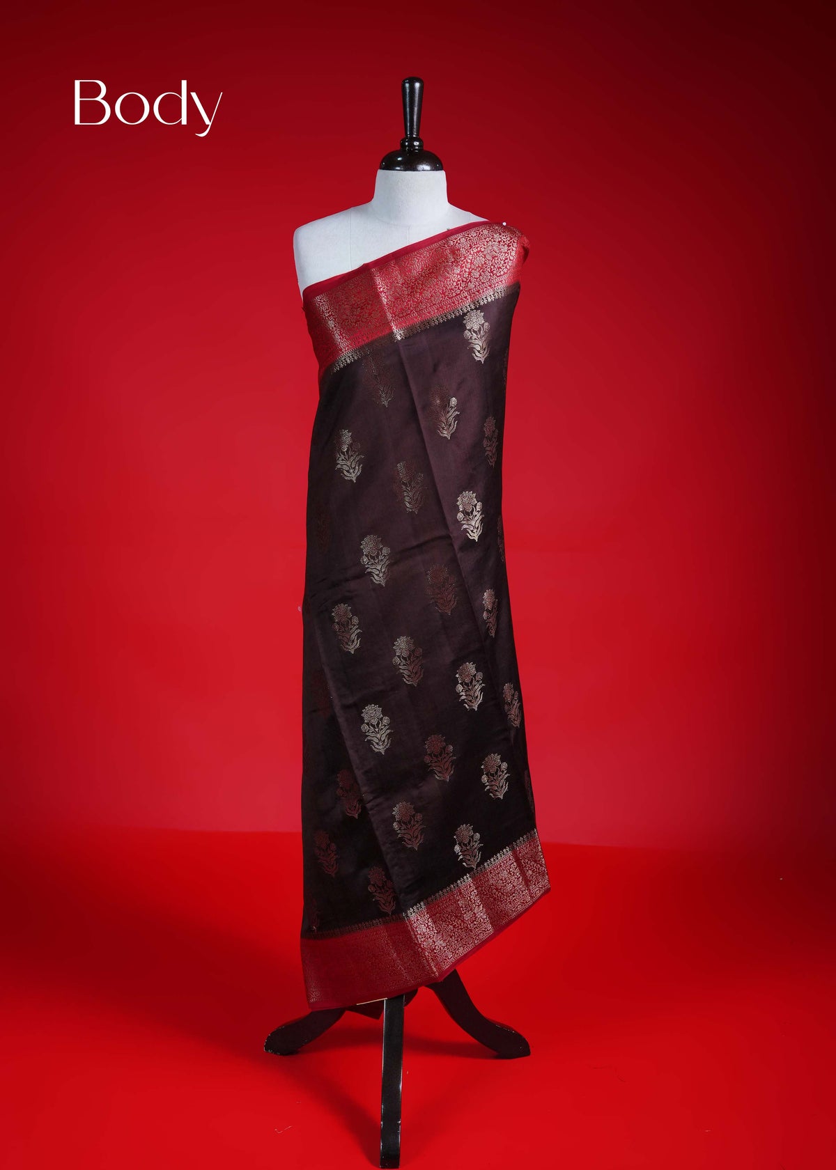 Brown Banarasi silk saree