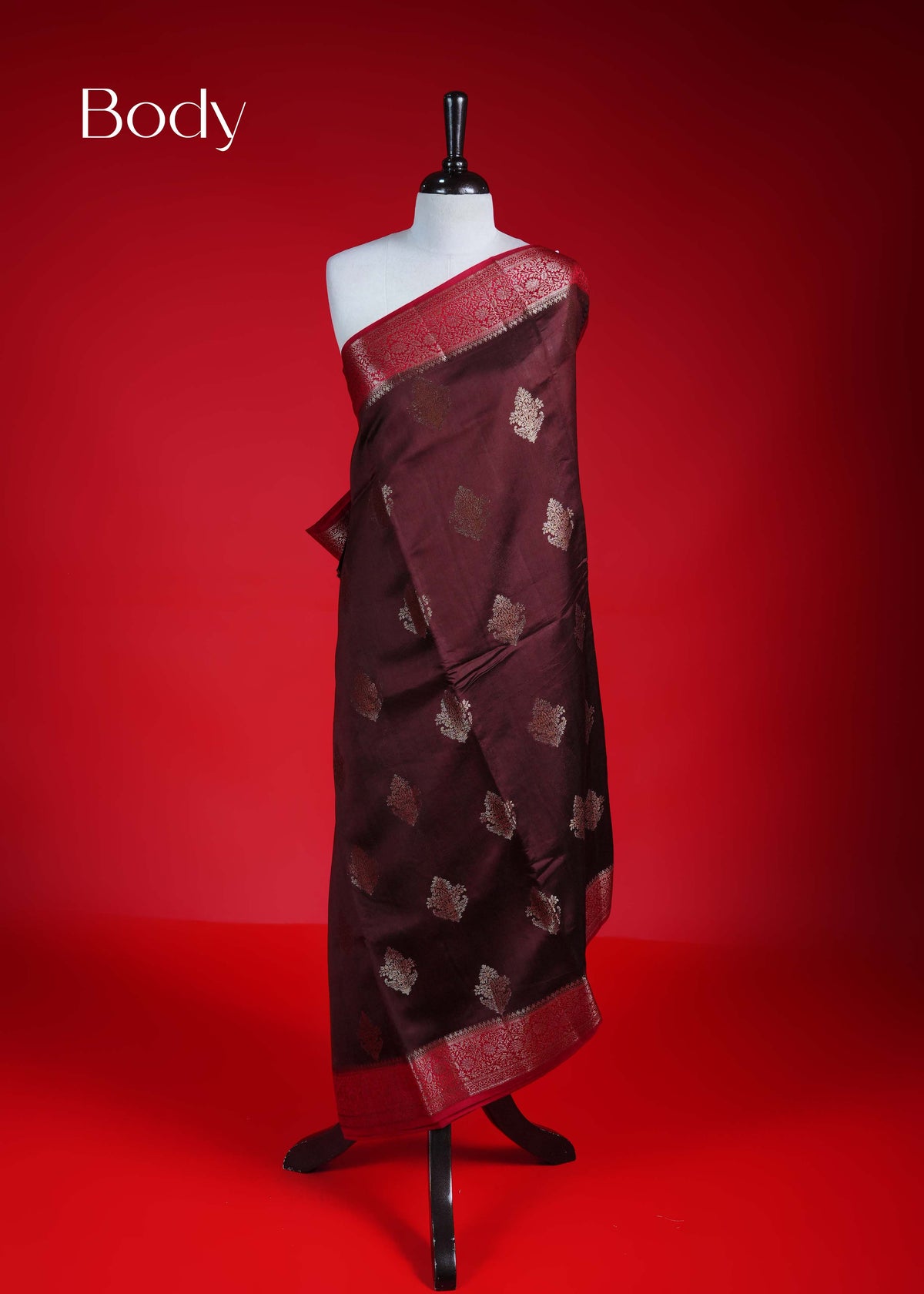 Brown colour Banarasi soft silk saree