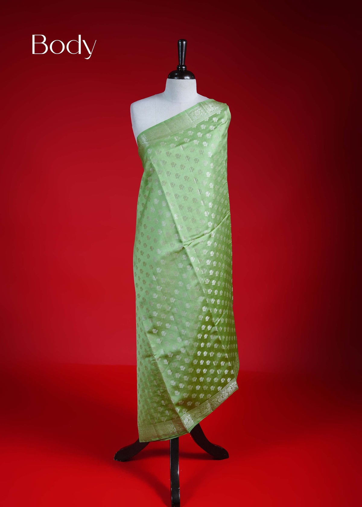 Light green colour Banarasi soft silk saree