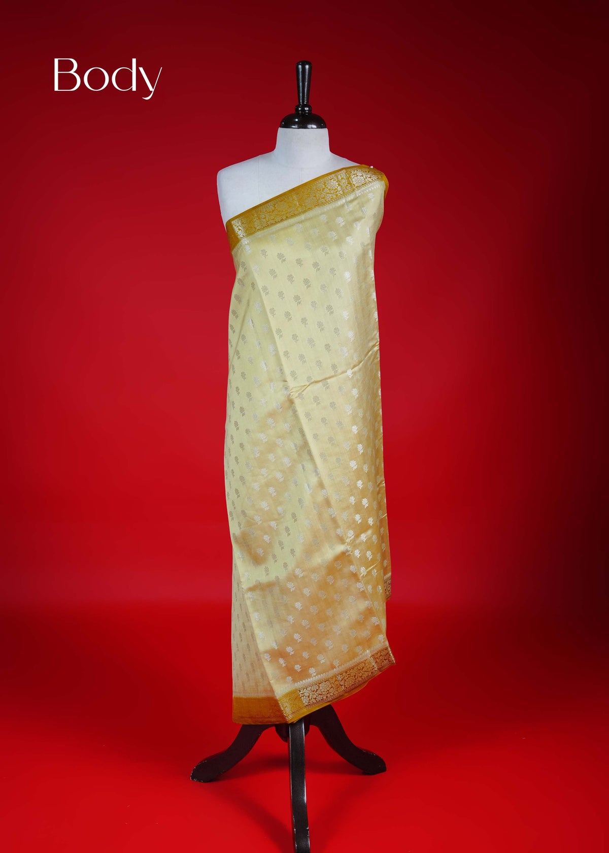 Yellow beige colour Banarasi soft silk saree