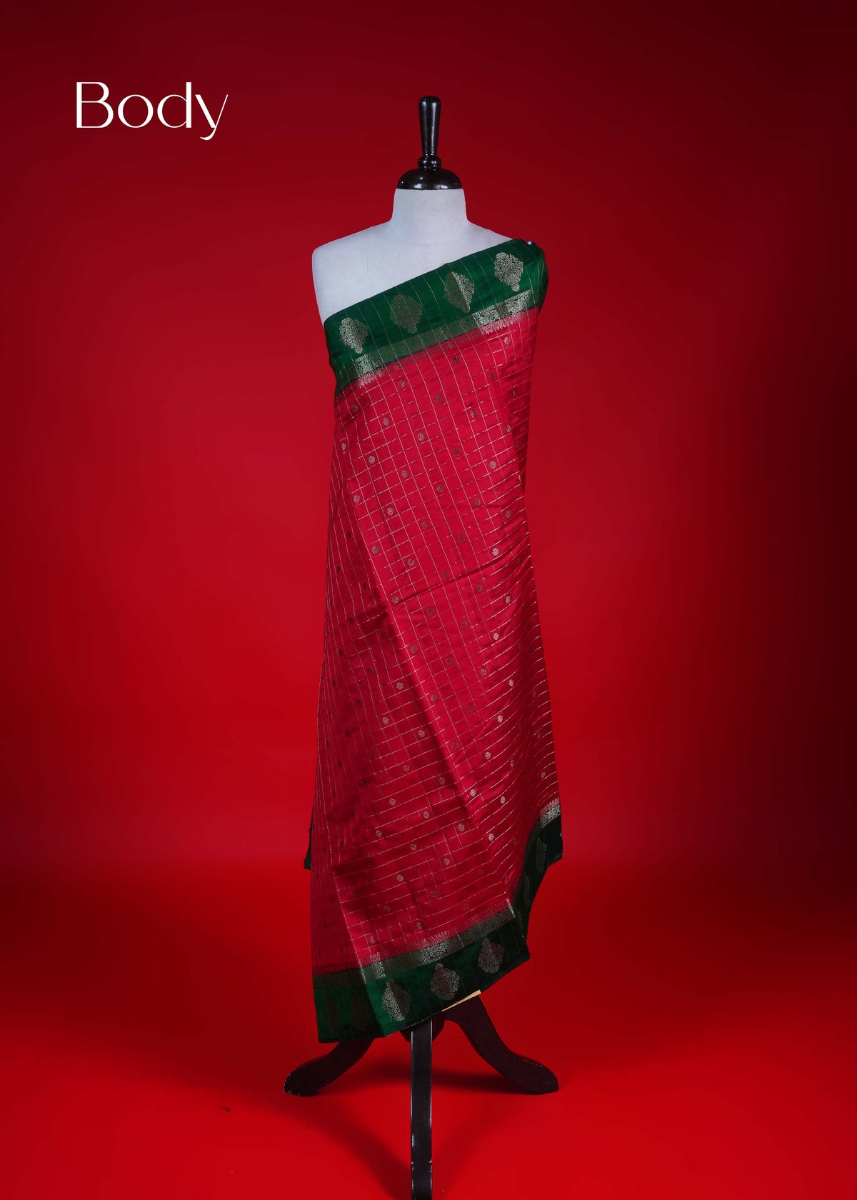 Red colour Banarasi soft silk saree