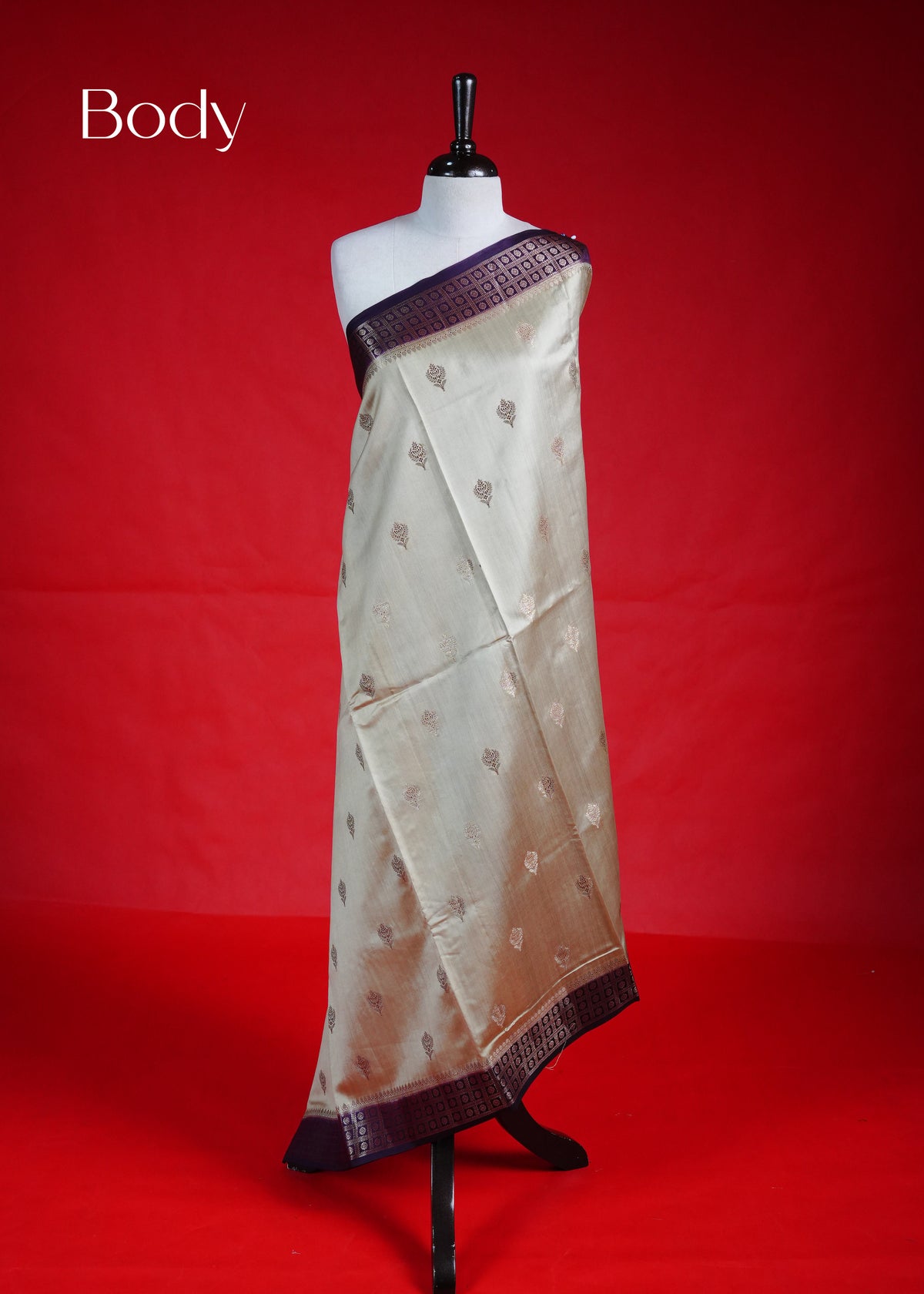 Royal Cream colour Banarasi soft silk saree