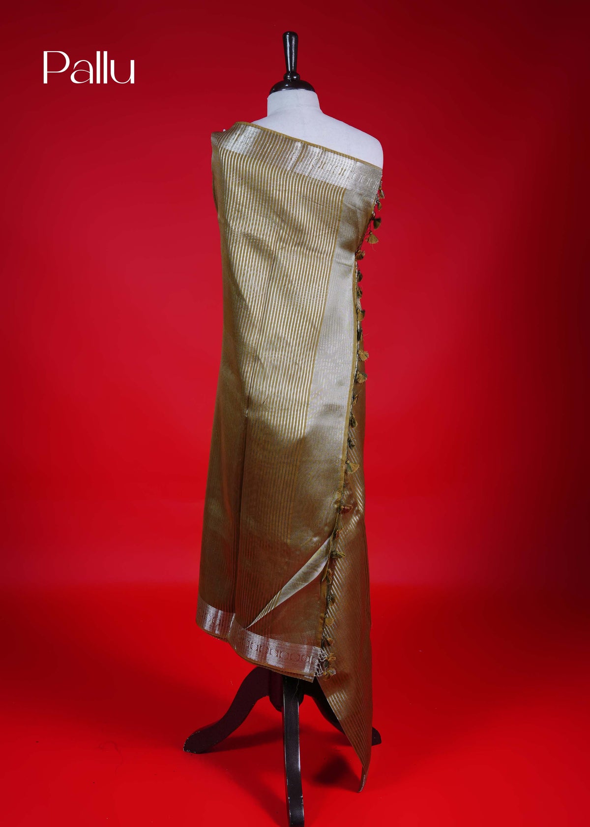 Olive colour Banarasi Chanderi silk saree