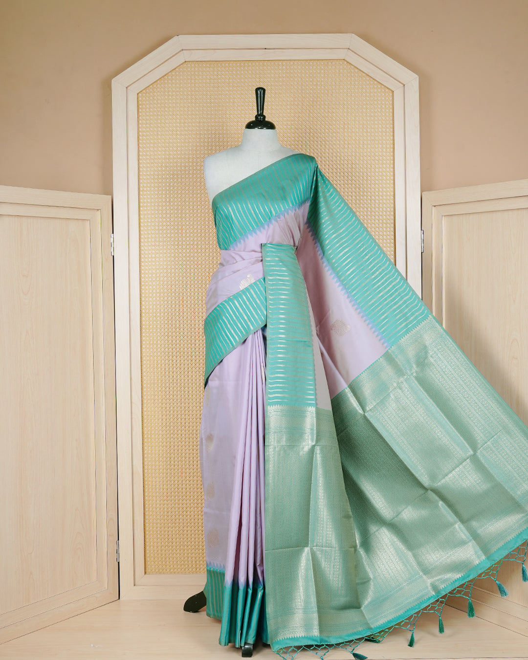 Pastel lilac colour soft silk saree