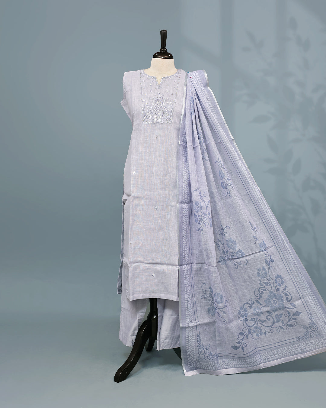 Lavender colour Salwar set comes top with Sequin work on body, paired with matching bottom and dupatta.