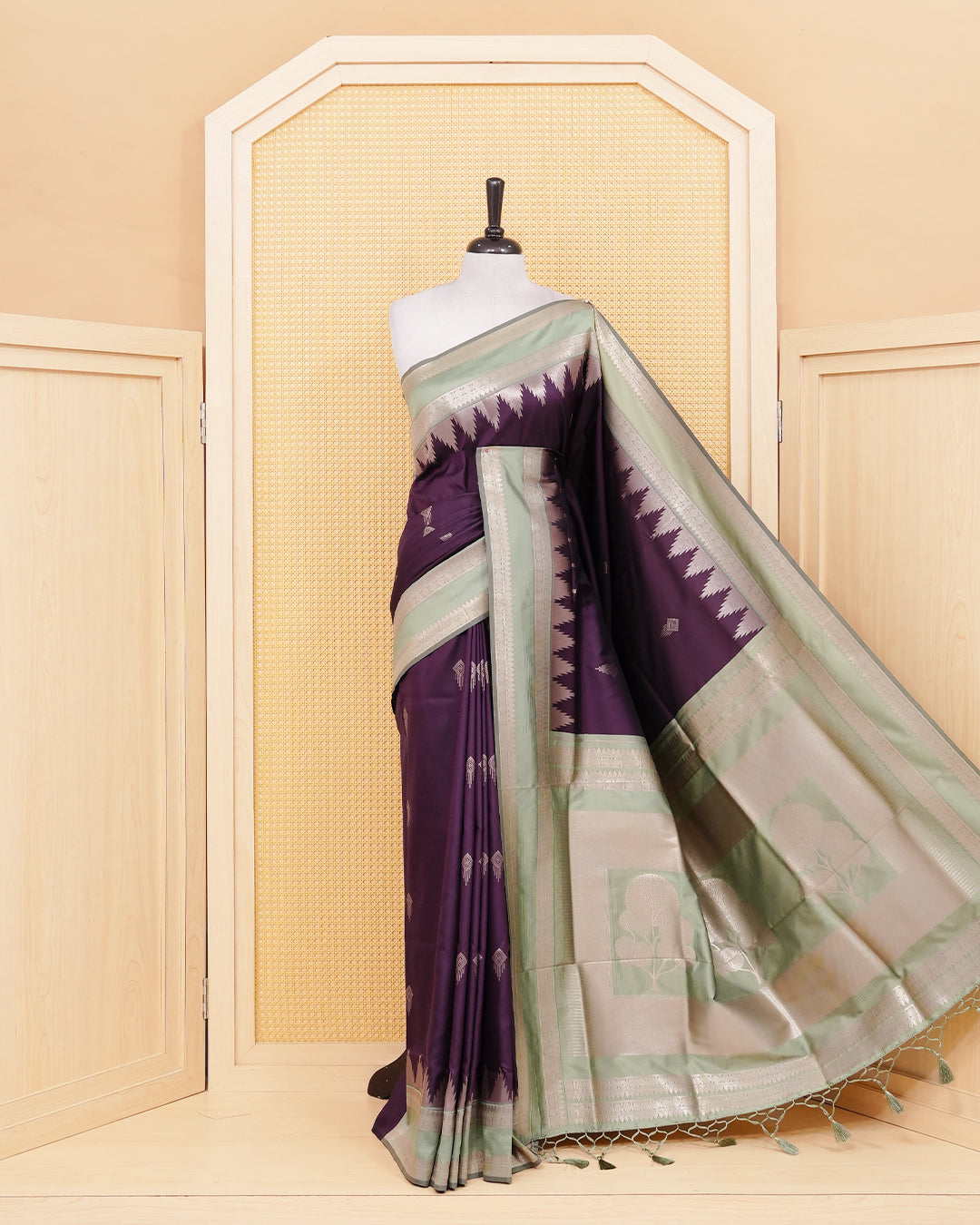 Deep purple colour soft silk saree