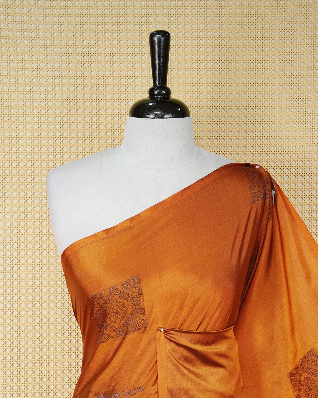 Mustard orange colour soft silk saree