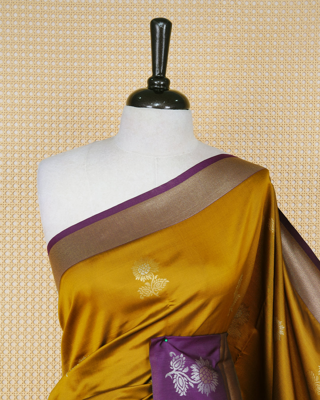 Mustard colour soft silk saree