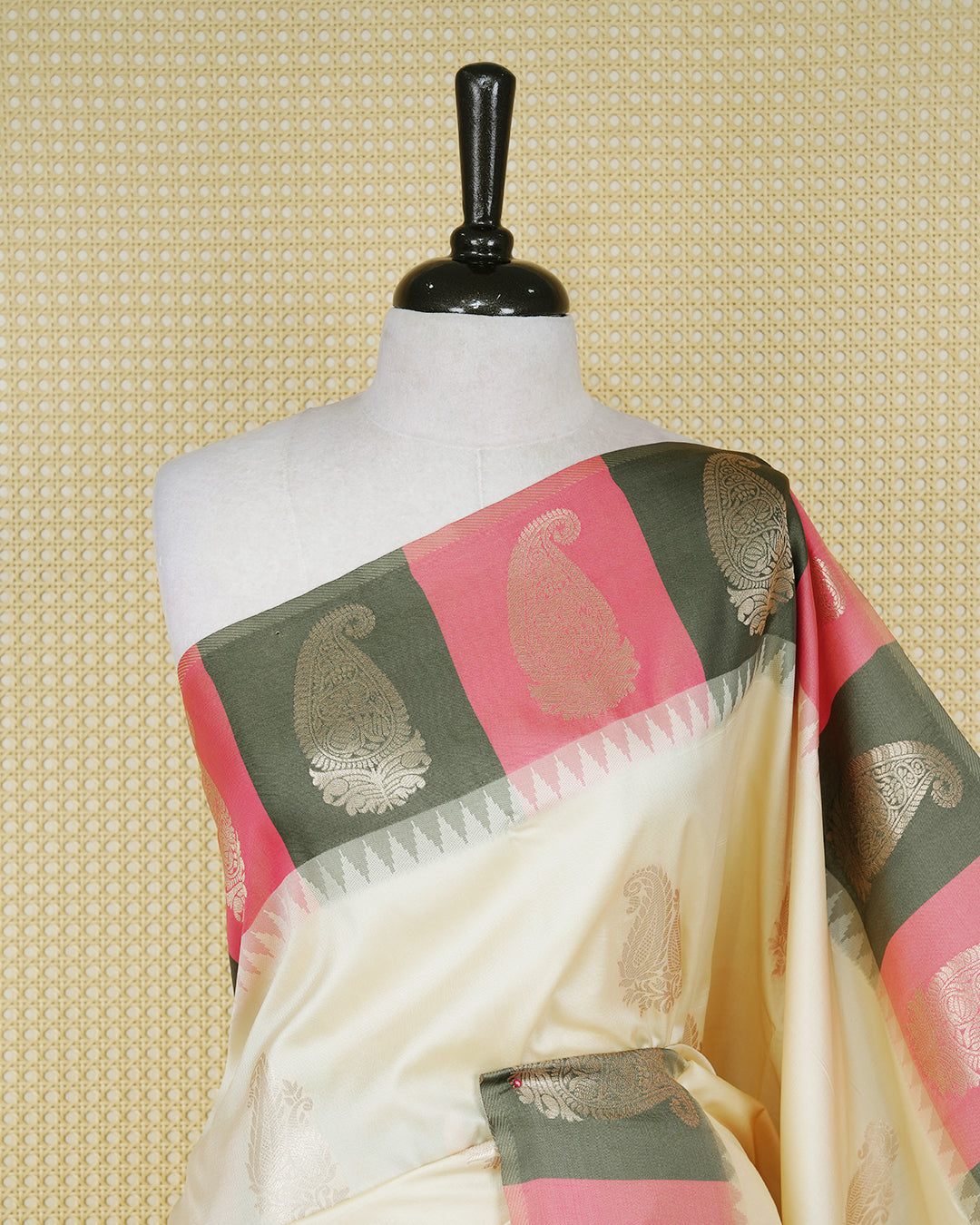 Cream colour soft silk saree