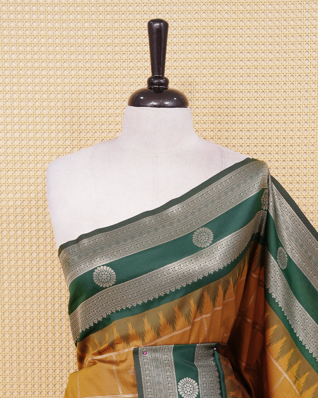 Mustard colour soft silk saree