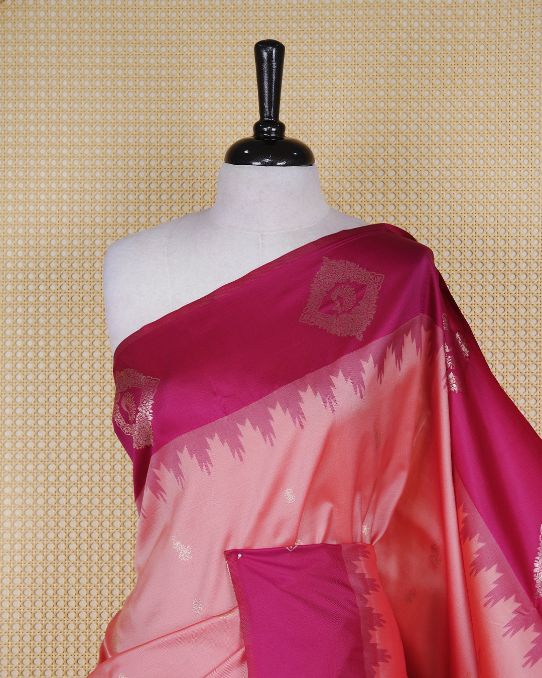 Peach colour soft silk saree