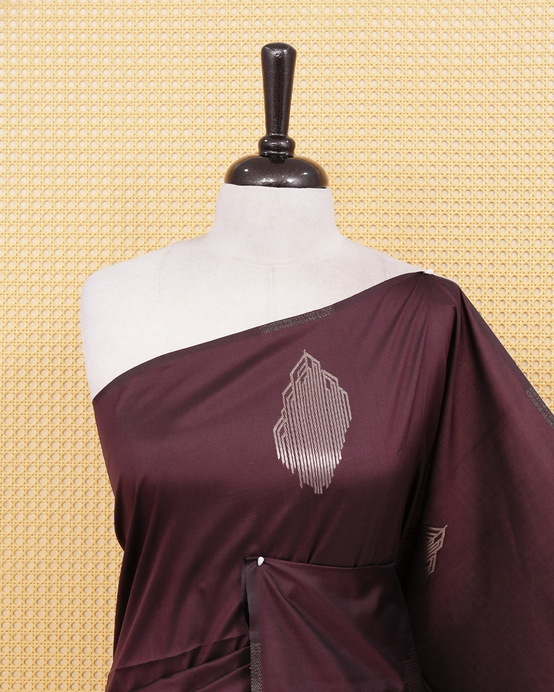 Dark brown colour soft silk saree