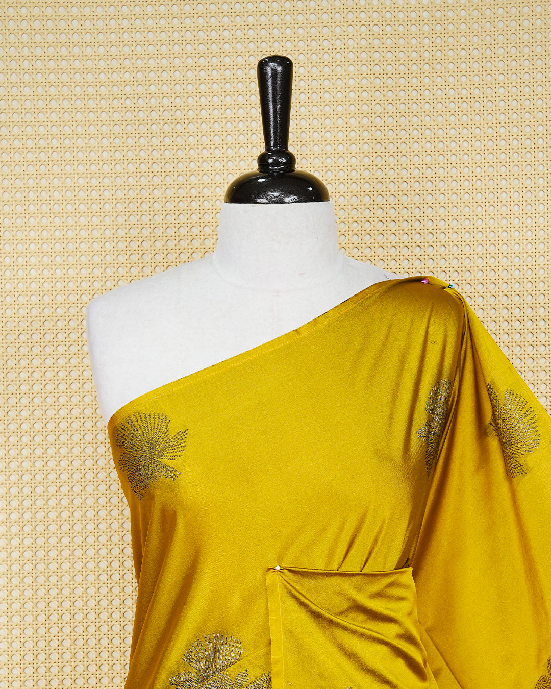 Golden olive colour soft silk saree