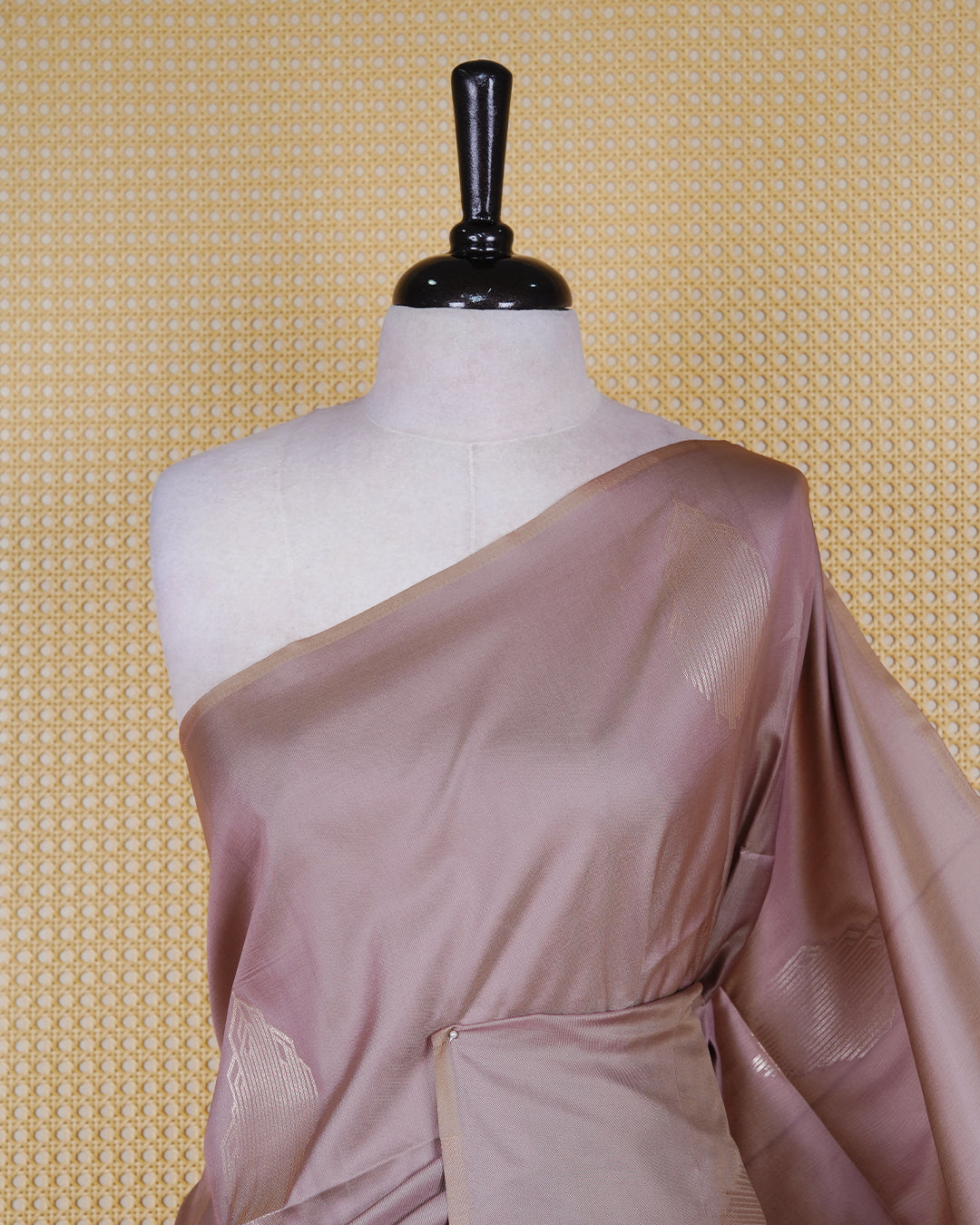 Greyish Cream colour semi silk saree.