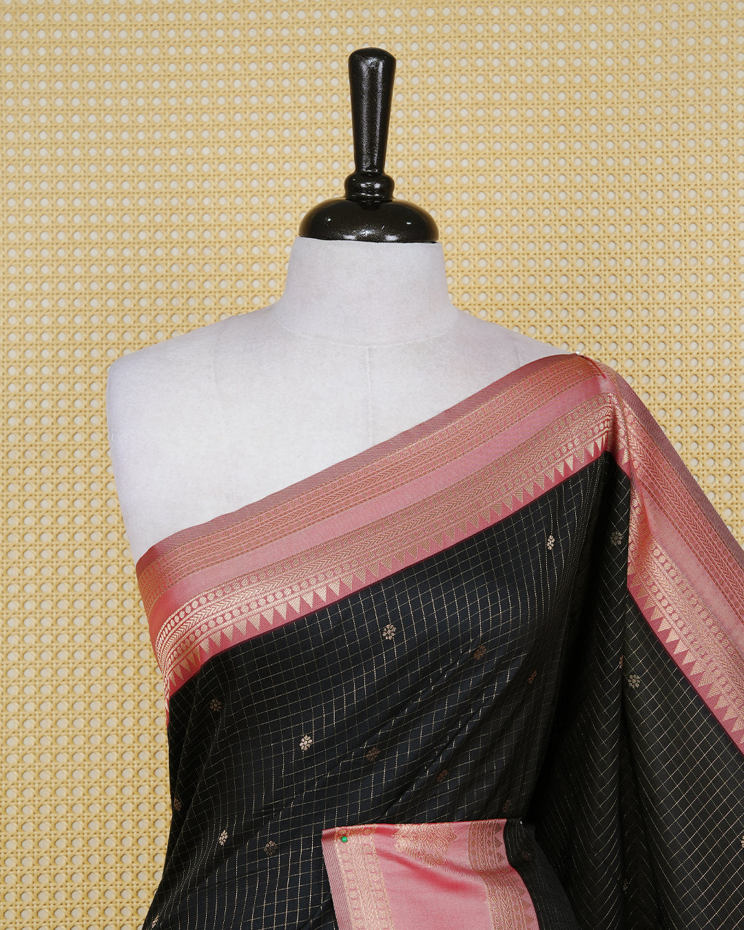 Black colour soft silk saree