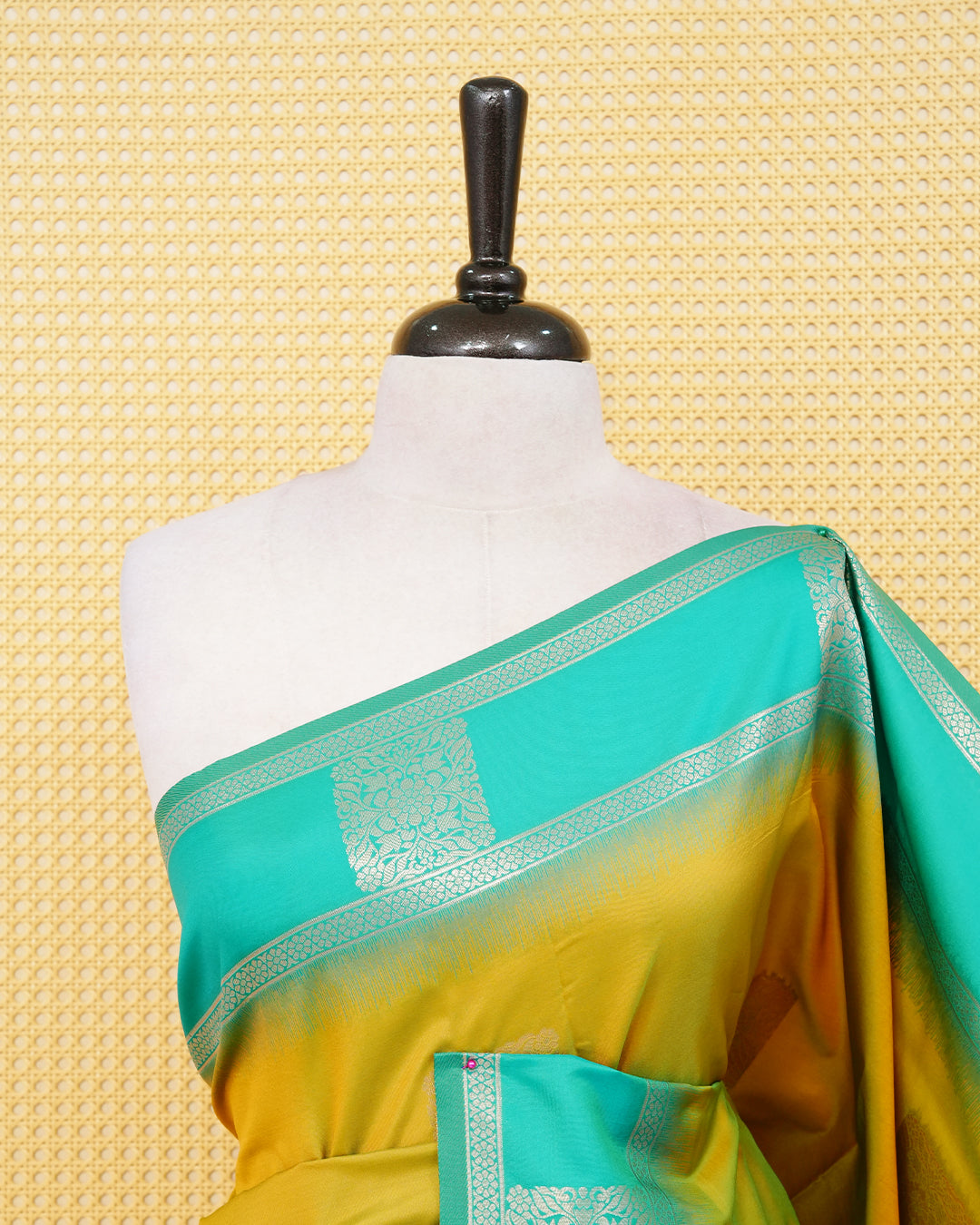 Olive & green double shade colour soft silk saree