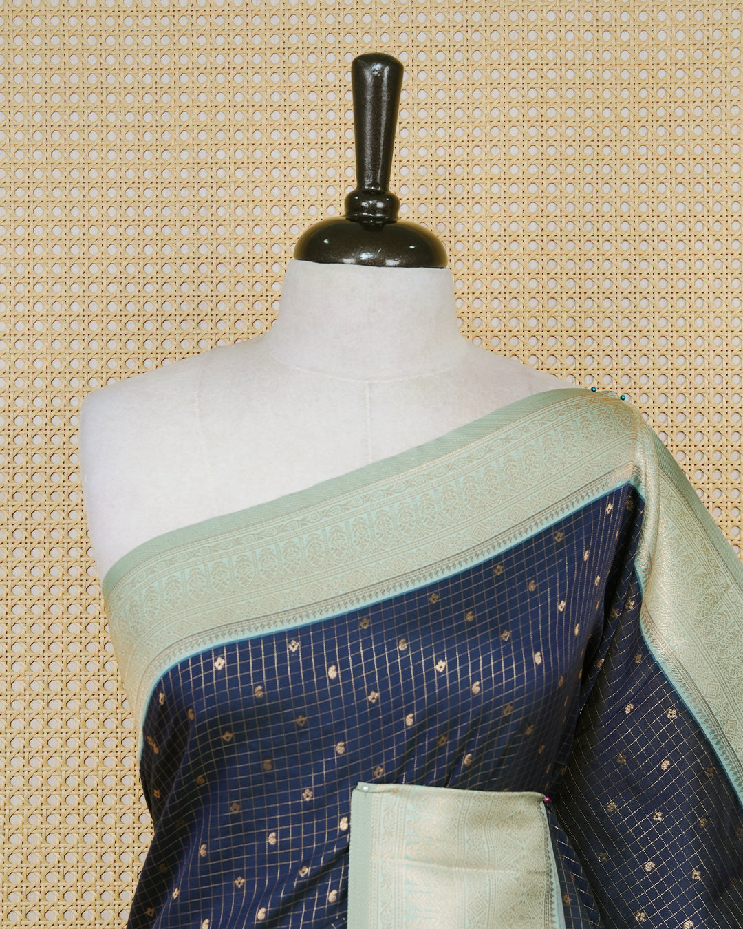 Navy blue colour soft silk saree
