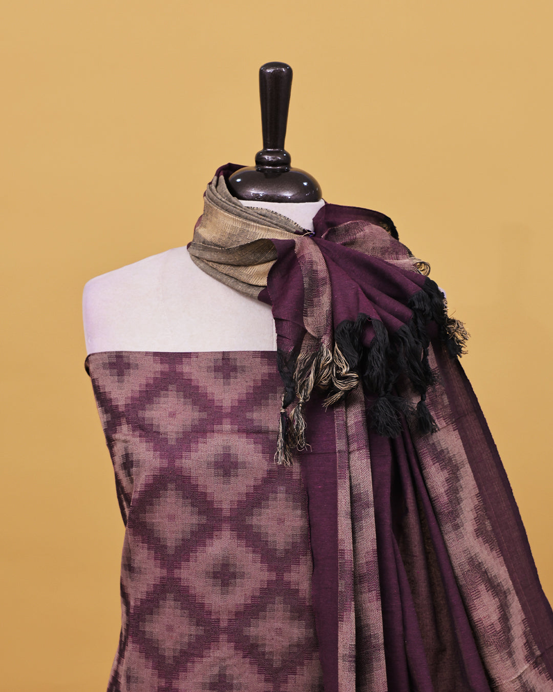 Purple colour Net cotton Salwar material with Geometric pattern work on body, matching bottom & Dupatta.