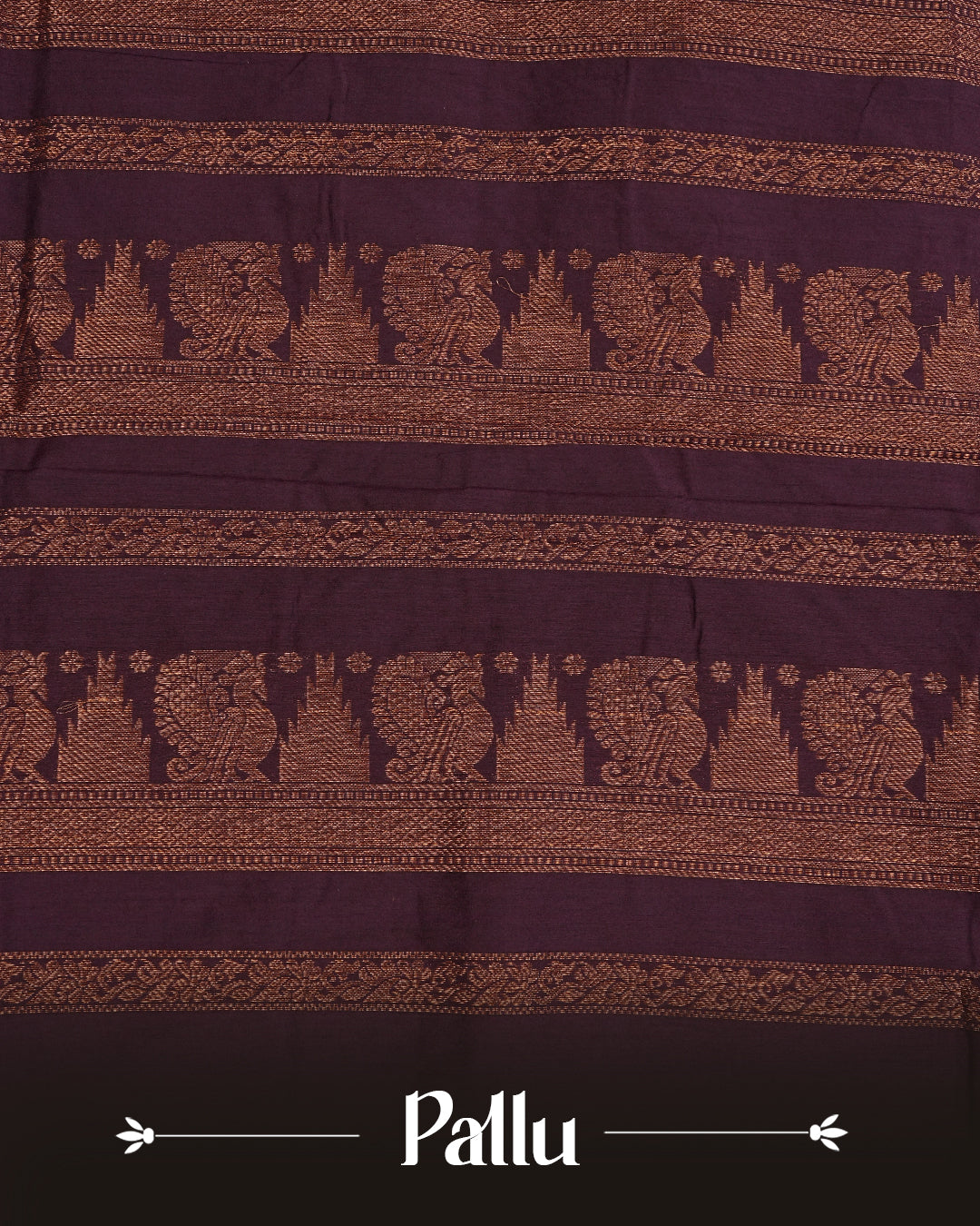 Mustard Yellow Colour Kalyani cotton saree featuring delicate antique zari floral butta motifs on the body, complemented by a Purple contrast pallu with a rich antique zari peacock border, paired with a matching blouse piece.