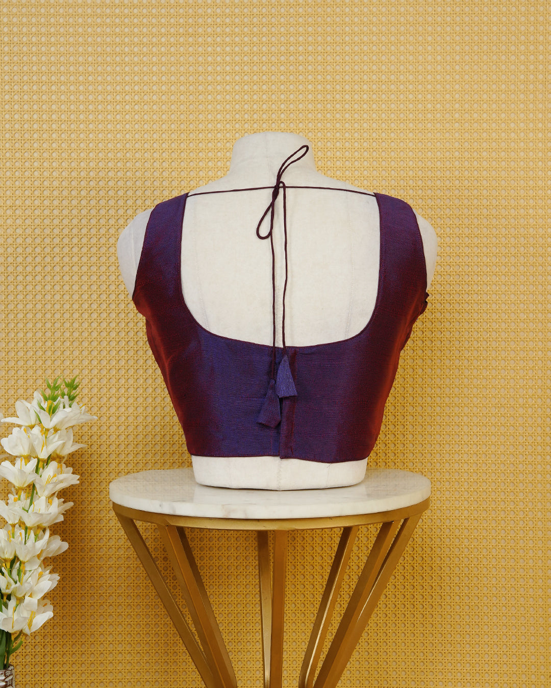 Purple Colour Plain Blouse Featuring A Classic U Neckline, Sleeveless Design, And A Simple, Clean Finish.