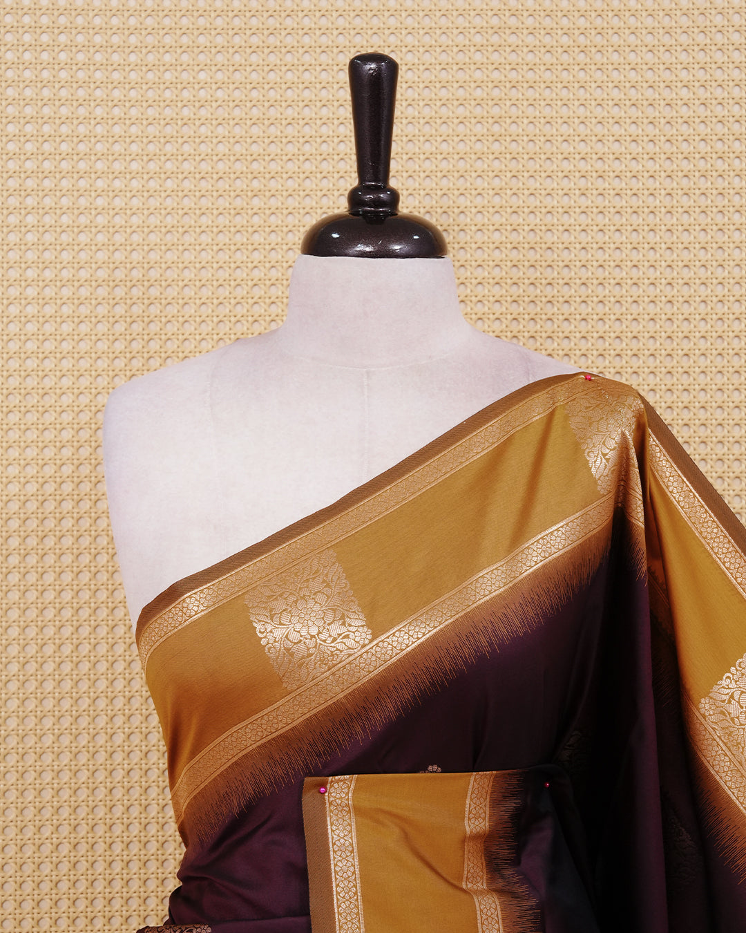 Dark brown colour soft silk saree