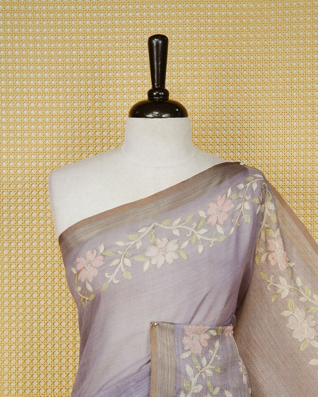Lavender colour linen tissue BKU inspired saree