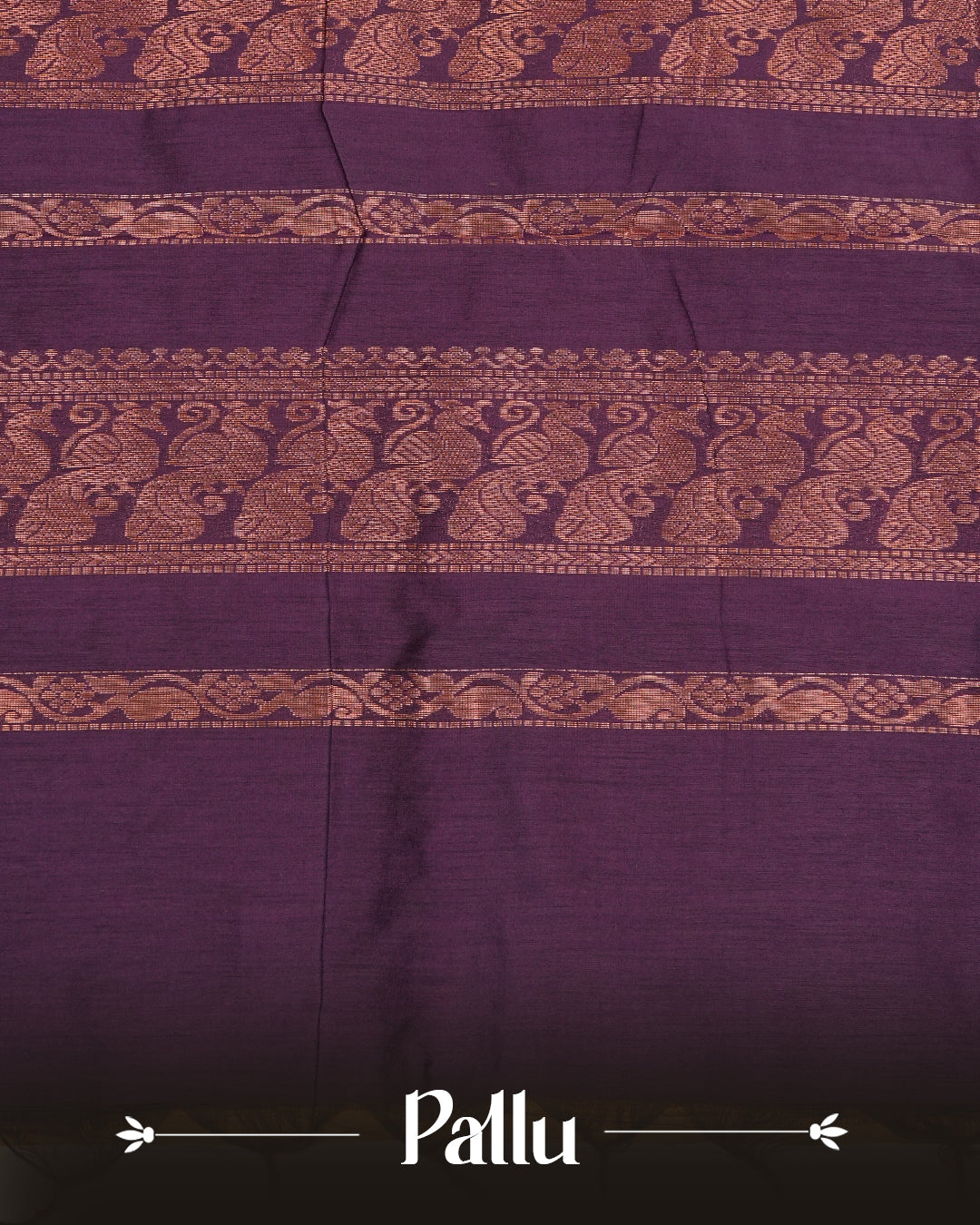 Mustard Yelow colour kalyani cotton saree featuring Grape Colour Peacock pattern on body, complemented by Grape with Grand Copper Zari border, paired with matching blouse piece