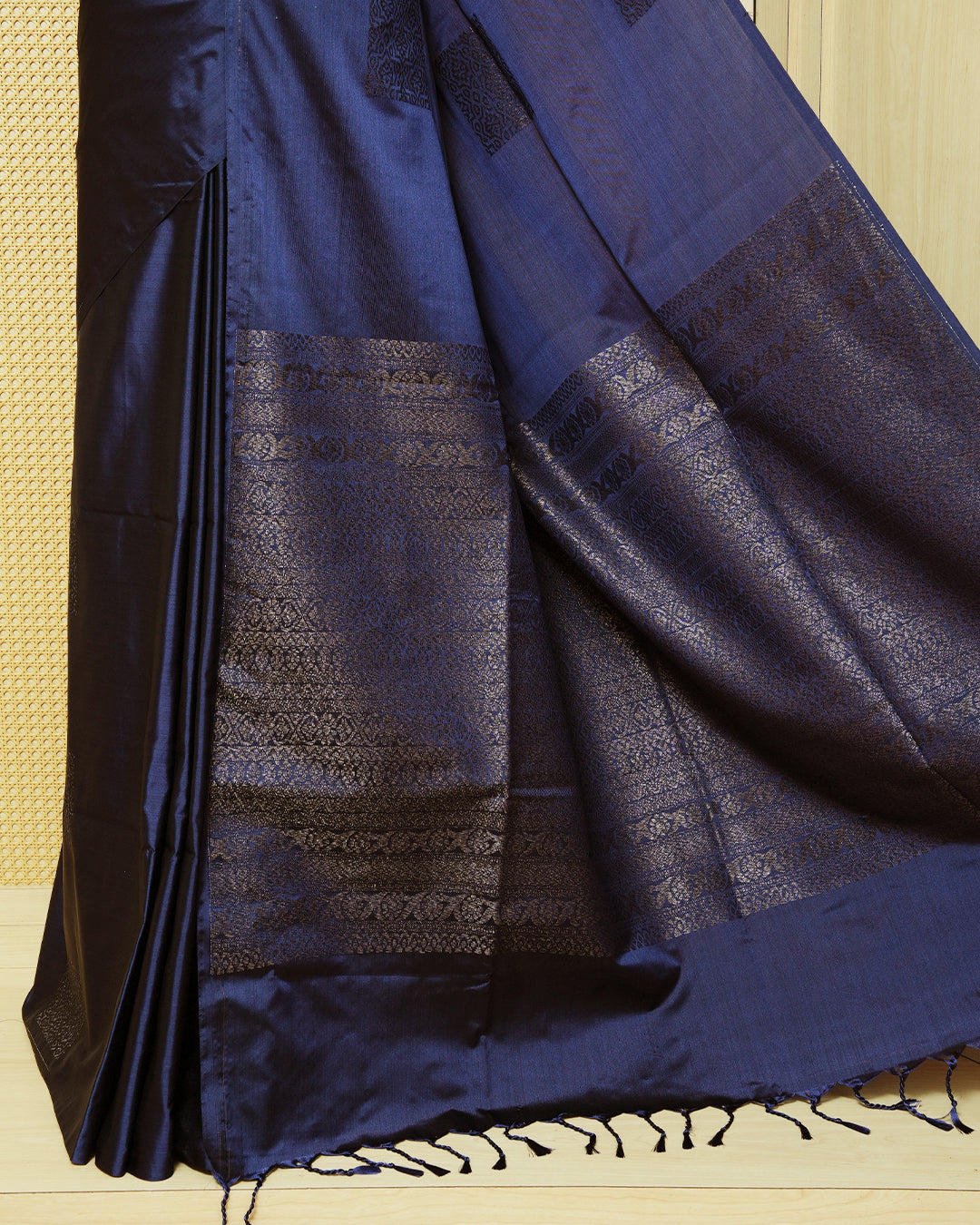Navy blue colour soft silk saree