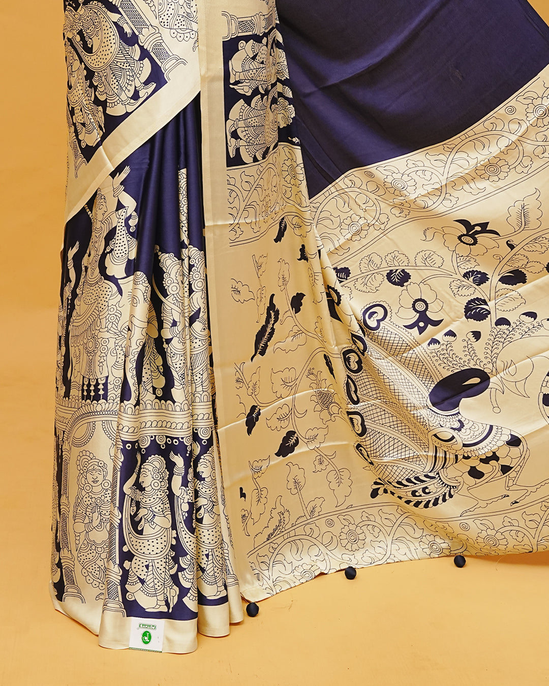 Navy Blue & Cream Colour Modal Saree