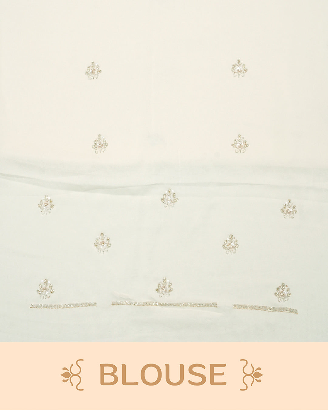 off white colour designer saree featuring beads & sequince works on border,comes with matching blouse piece.