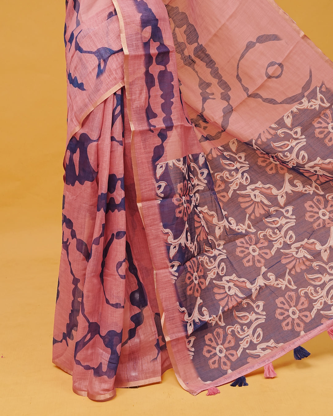 Mauve Colour Semi Linen Saree