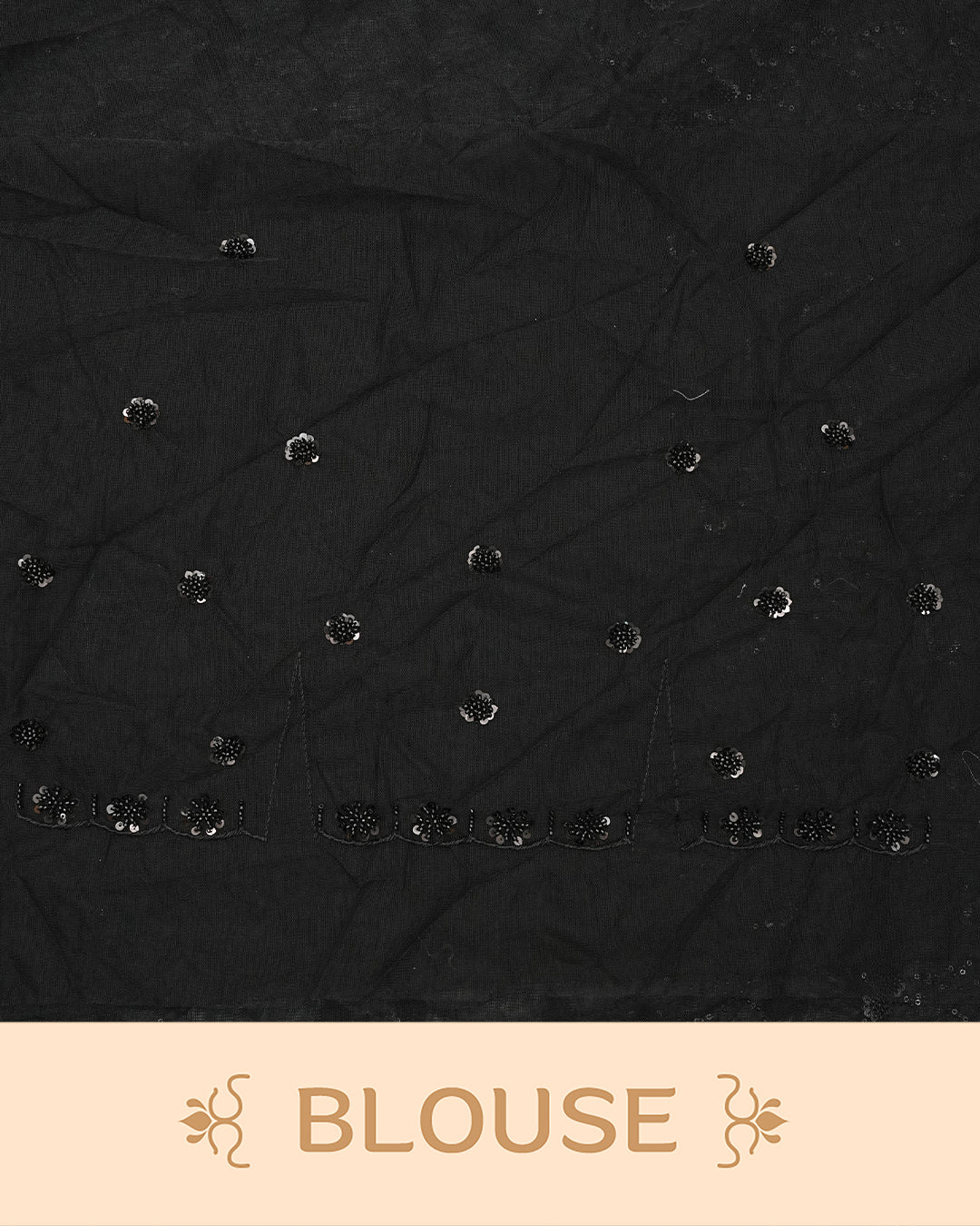 Black colour Net Designer saree featuring Beats & Sequins geometric Pattern on body & worked border, comes with matching blouse piece.