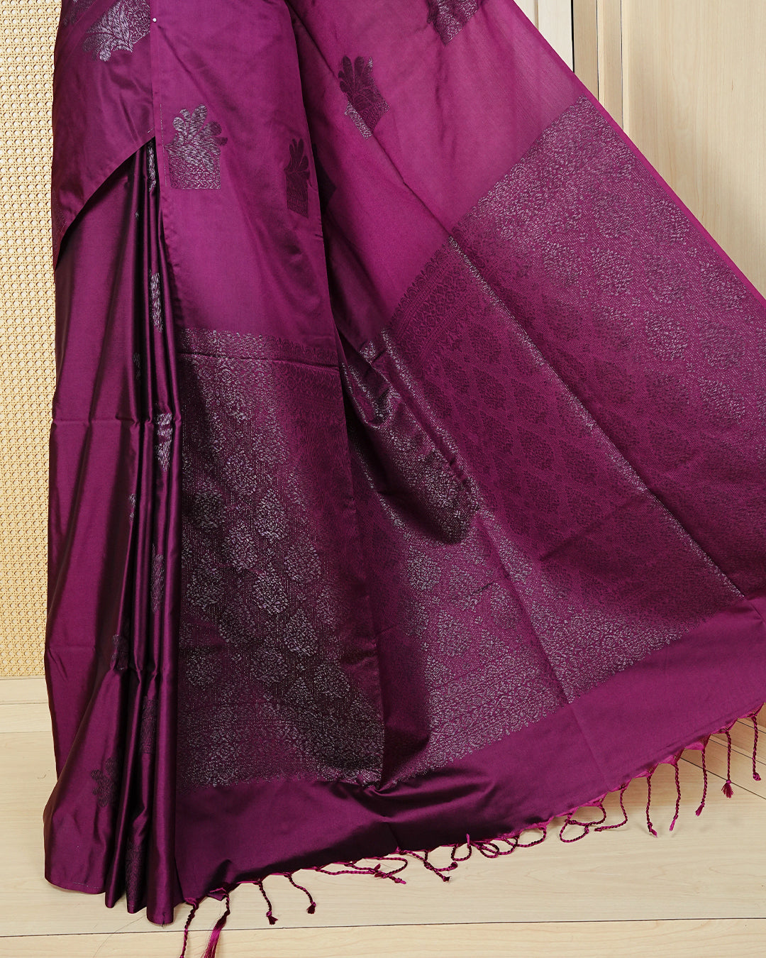 Wine colour soft silk saree