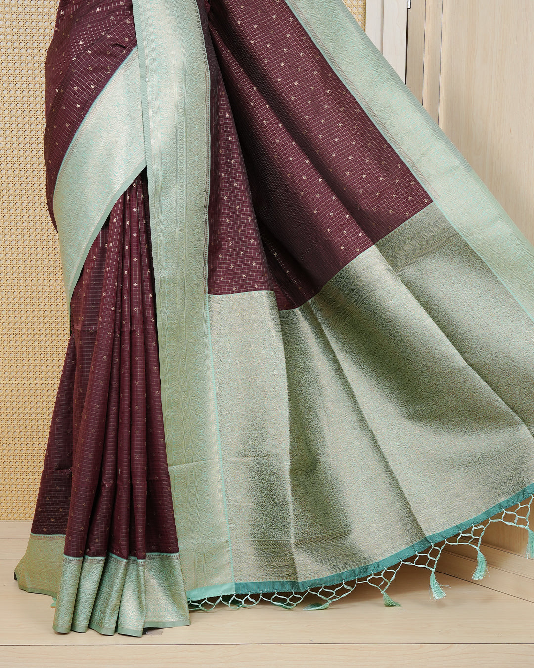 Brown colour soft silk saree