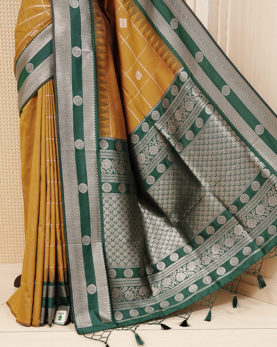 Mustard colour soft silk saree