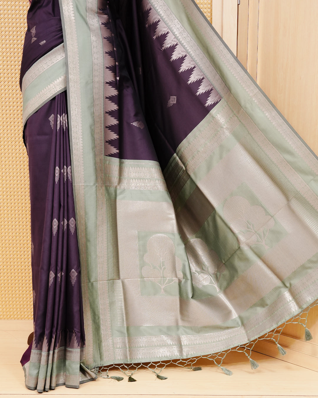 Deep purple colour soft silk saree