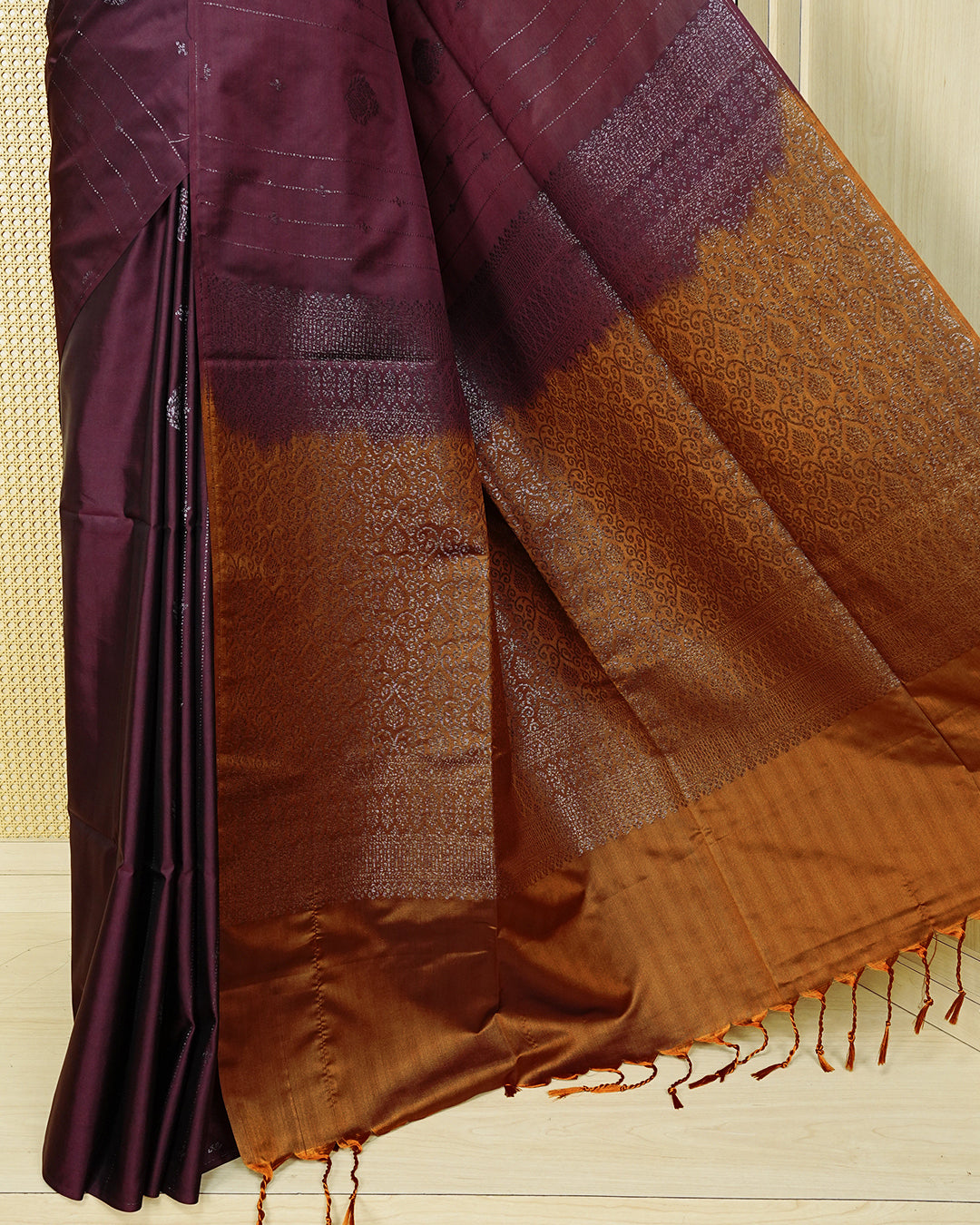 Wine colour soft silk saree