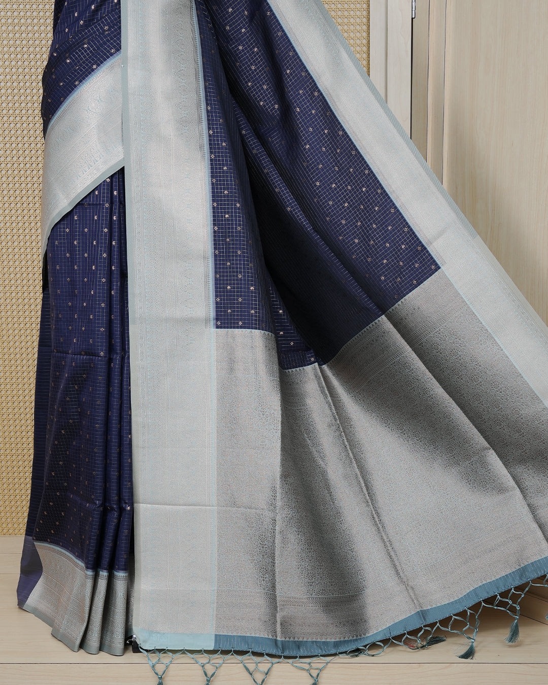 Navy blue colour soft silk saree