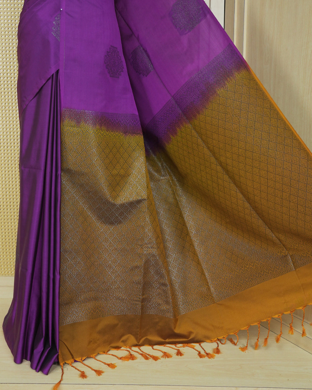 Purple colour soft silk saree