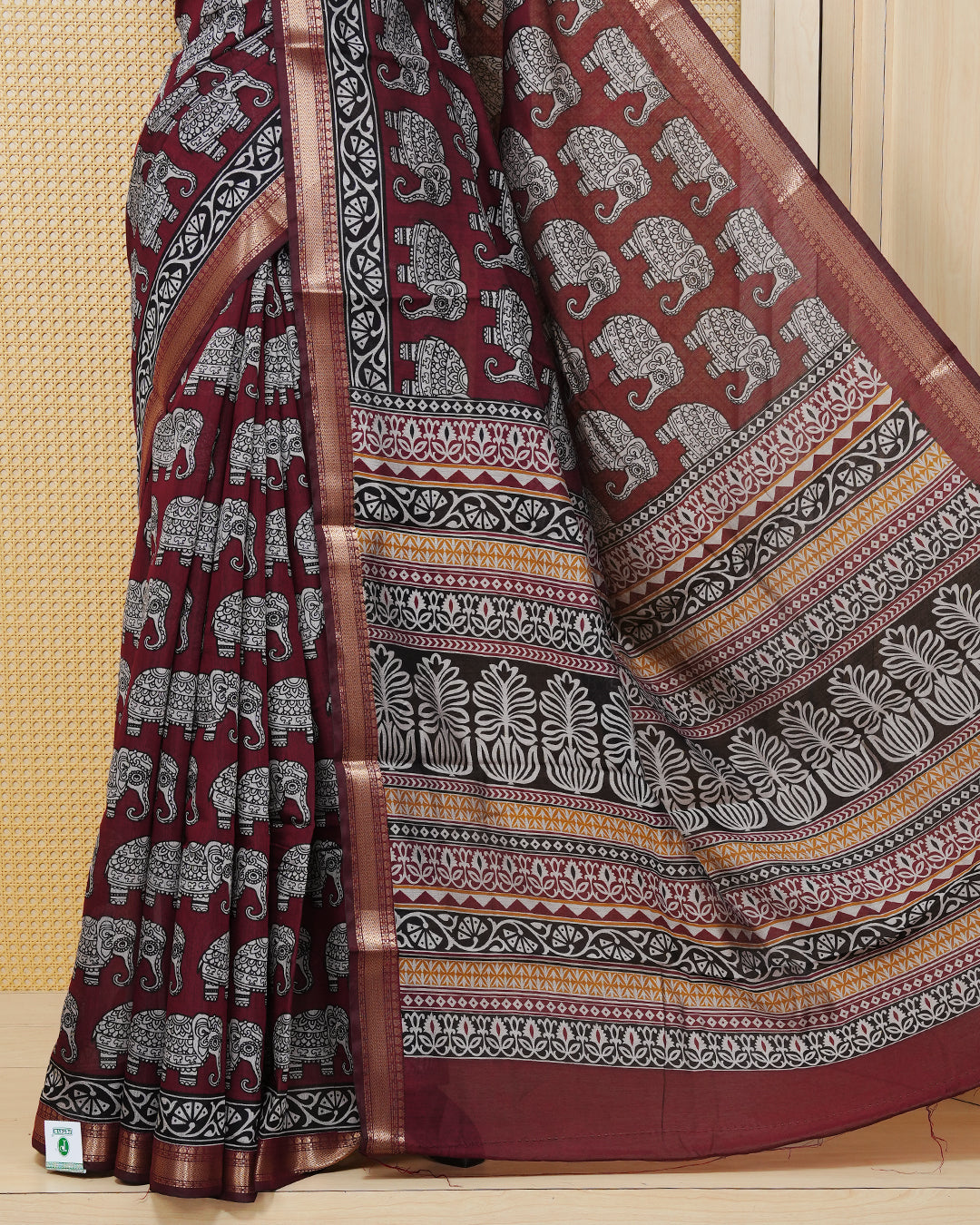 Maroon colour semi linen saree