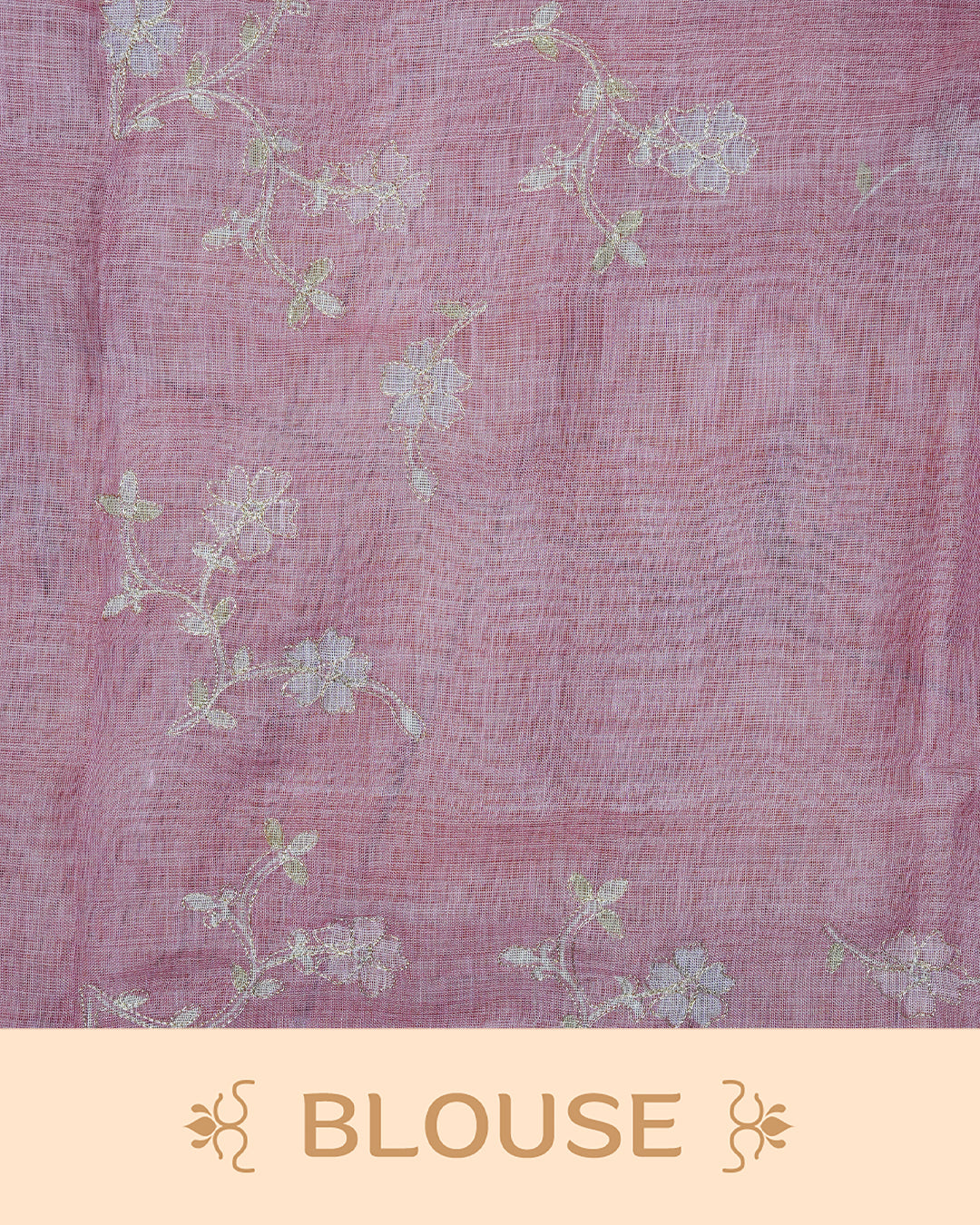 Onion Pink colour linen tissue BKU inspired saree.
