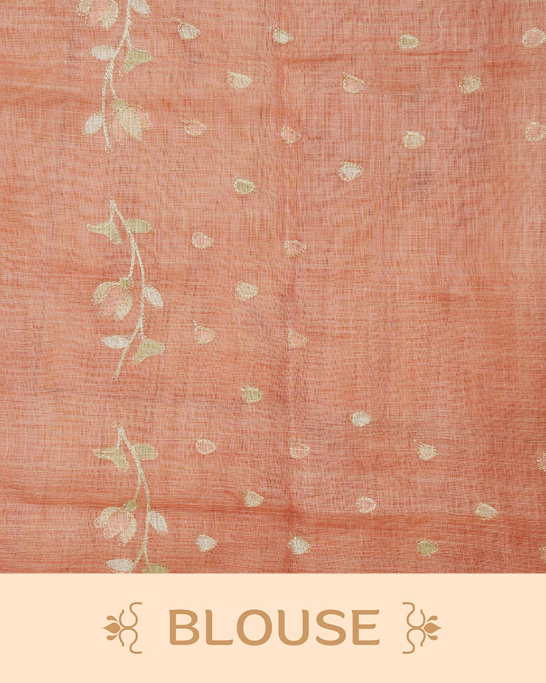 Peach colour linen tissue BKU inspired saree.