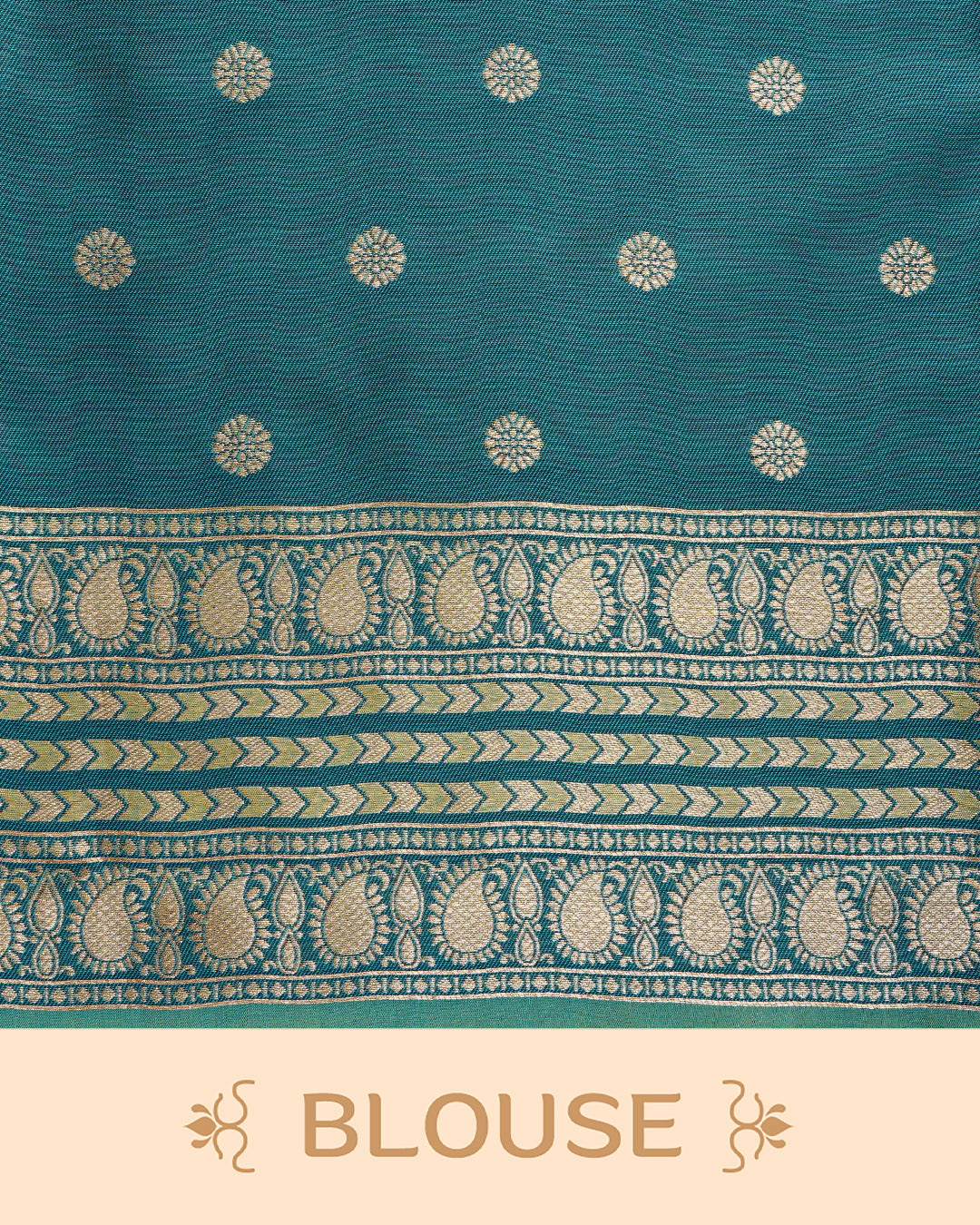 Green & gold double shade Mulberry silk saree featuring gold floral zari patterns on body , paired with contrast bottle green colour with traditional border, comes with matching blouse piece.