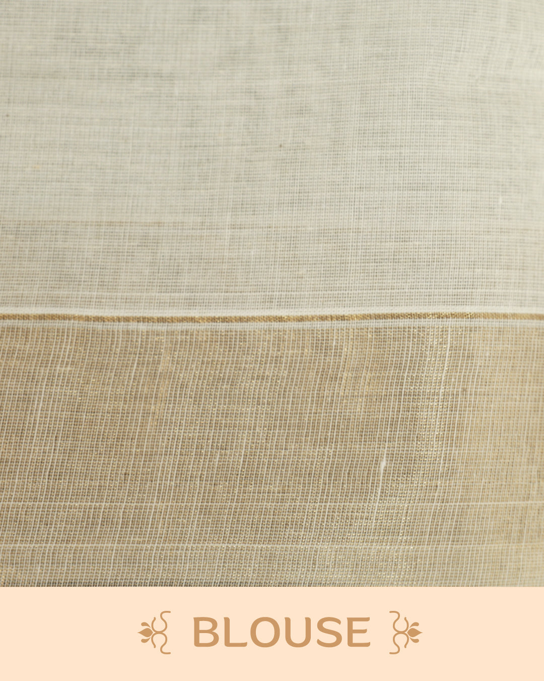Cream colour Cotton kerala saree featuring Multicolour & gold Strips on body, complemented by Gold zari Border, paired with matching blouse piece.