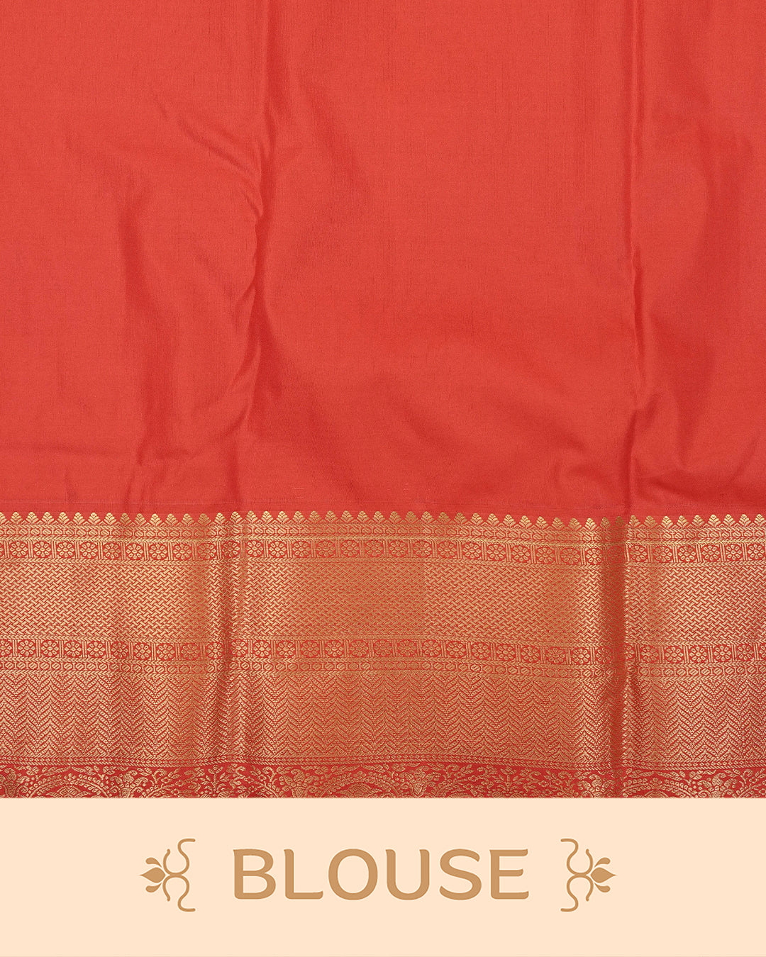 Mustard gold colour semi wedding saree featuring elegant self gold zari motifs on the body, complemented by a contrast red traditional zari border and a rich zari pallu. Paired with a matching blouse piece,