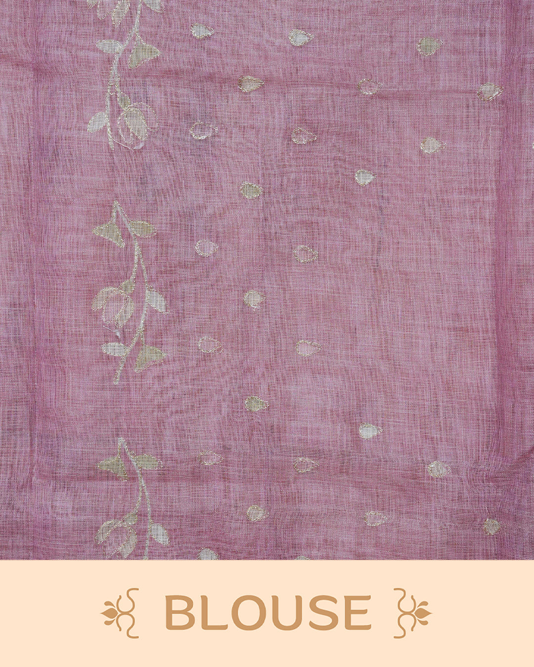 Onion Pink colour linen tissue BKU inspired saree.