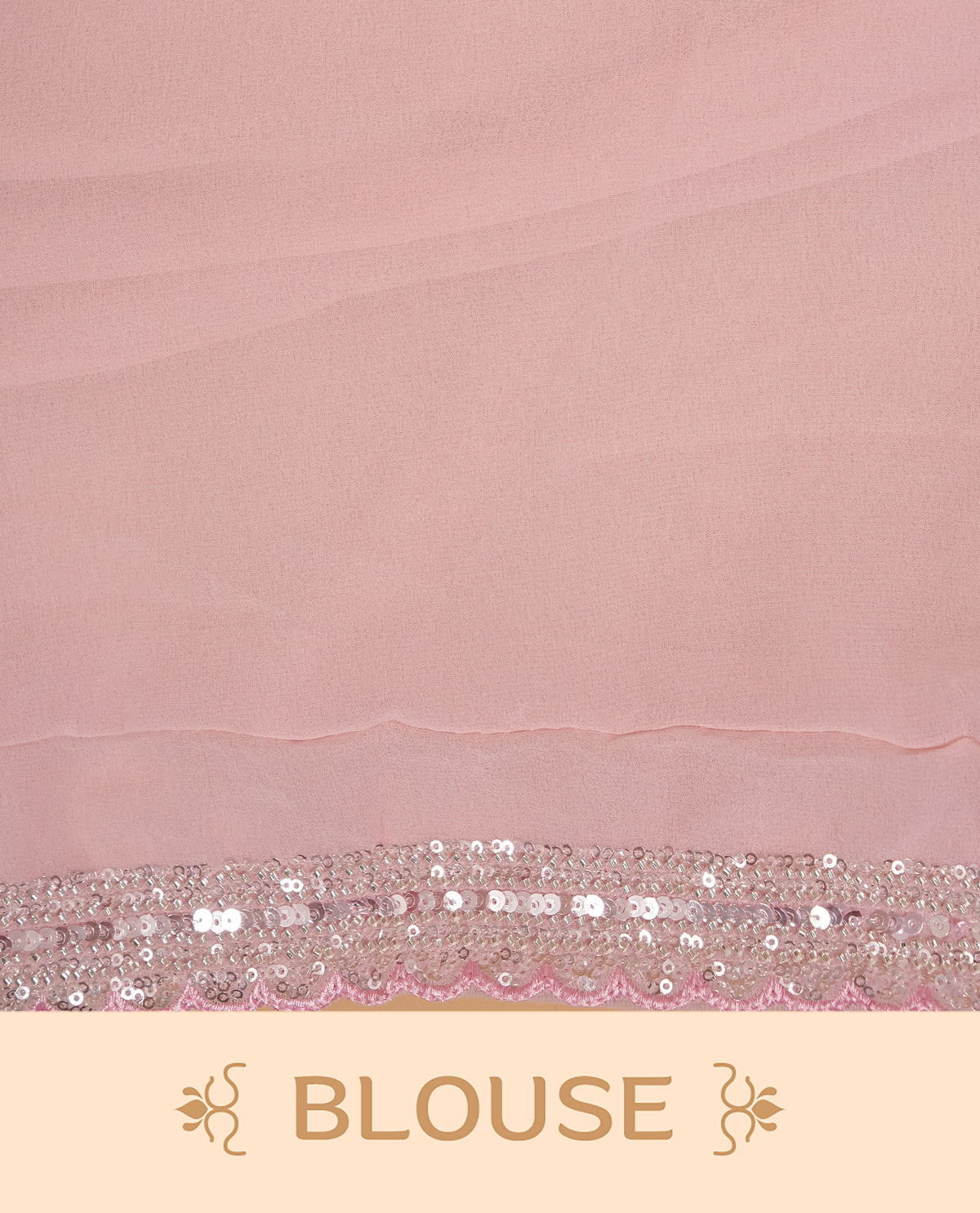 Baby Pink colour Organza saree with Cut Beats & Sequins.